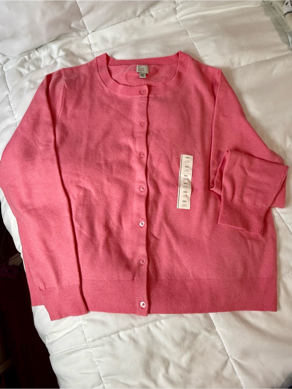 a new day Pink Button-Front Crewneck Cardigan